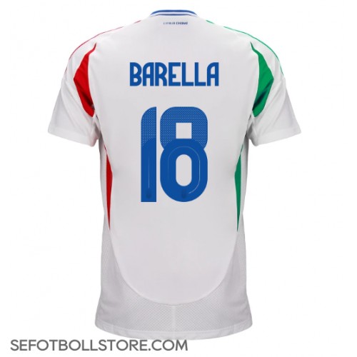 Italien Nicolo Barella #18 Replika Bortatröja EM 2024 Kortärmad